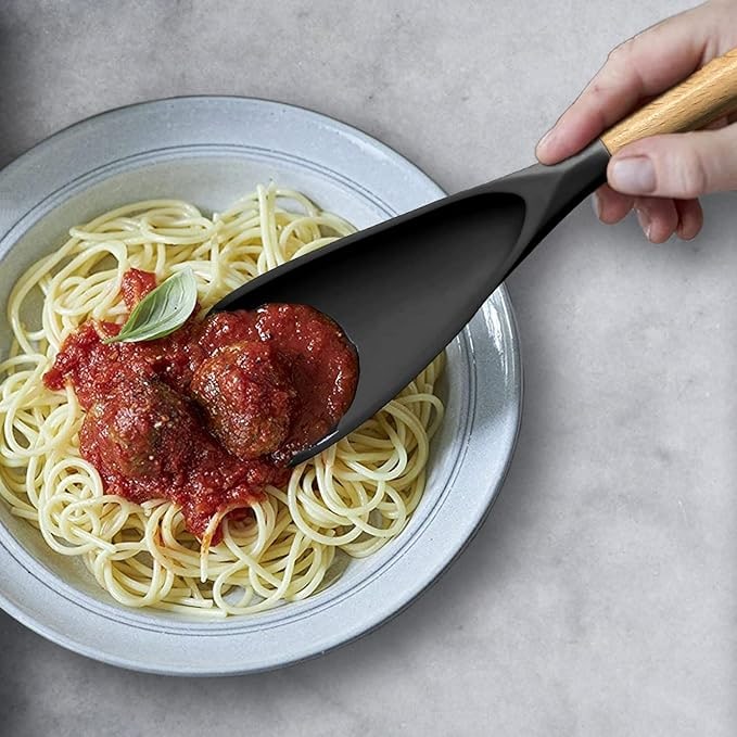 Silicone Spatula and Cooking Spoon with Wooden Handle for Kitchen Utensils - Image 9