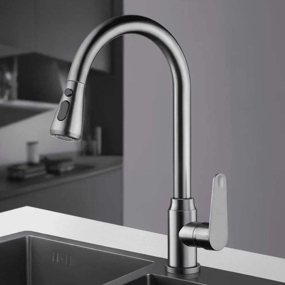 Single Handle Pull Down Kitchen Faucet with Sprayer and 360° Swivel Spout - Image 10