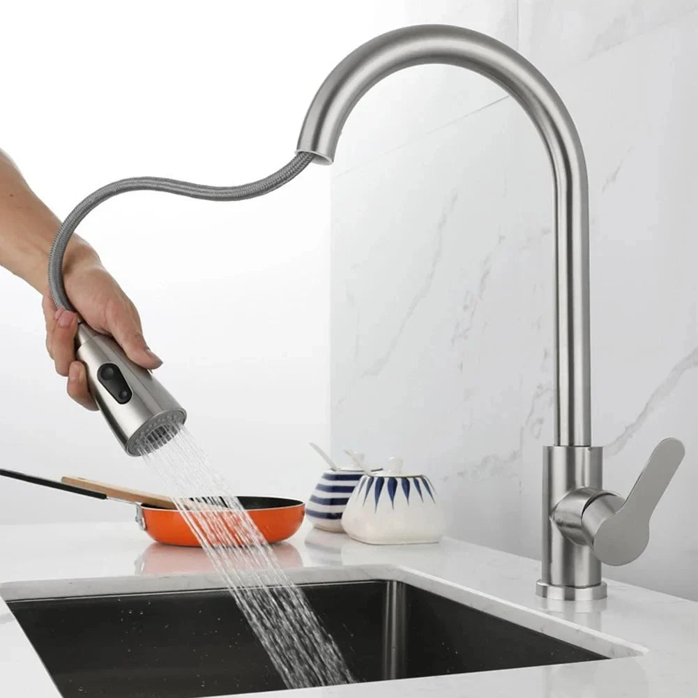 Single Handle Pull Down Kitchen Faucet with Sprayer and 360° Swivel Spout - Image 3