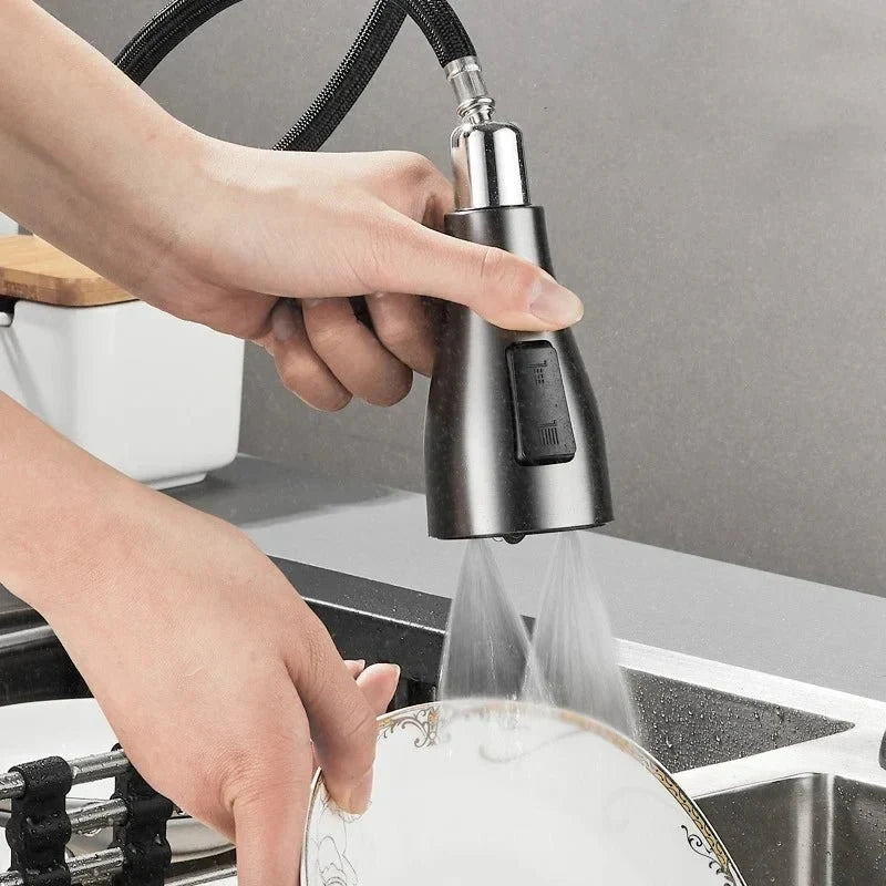 Single Handle Pull Down Kitchen Faucet with Sprayer and 360° Swivel Spout - Image 4