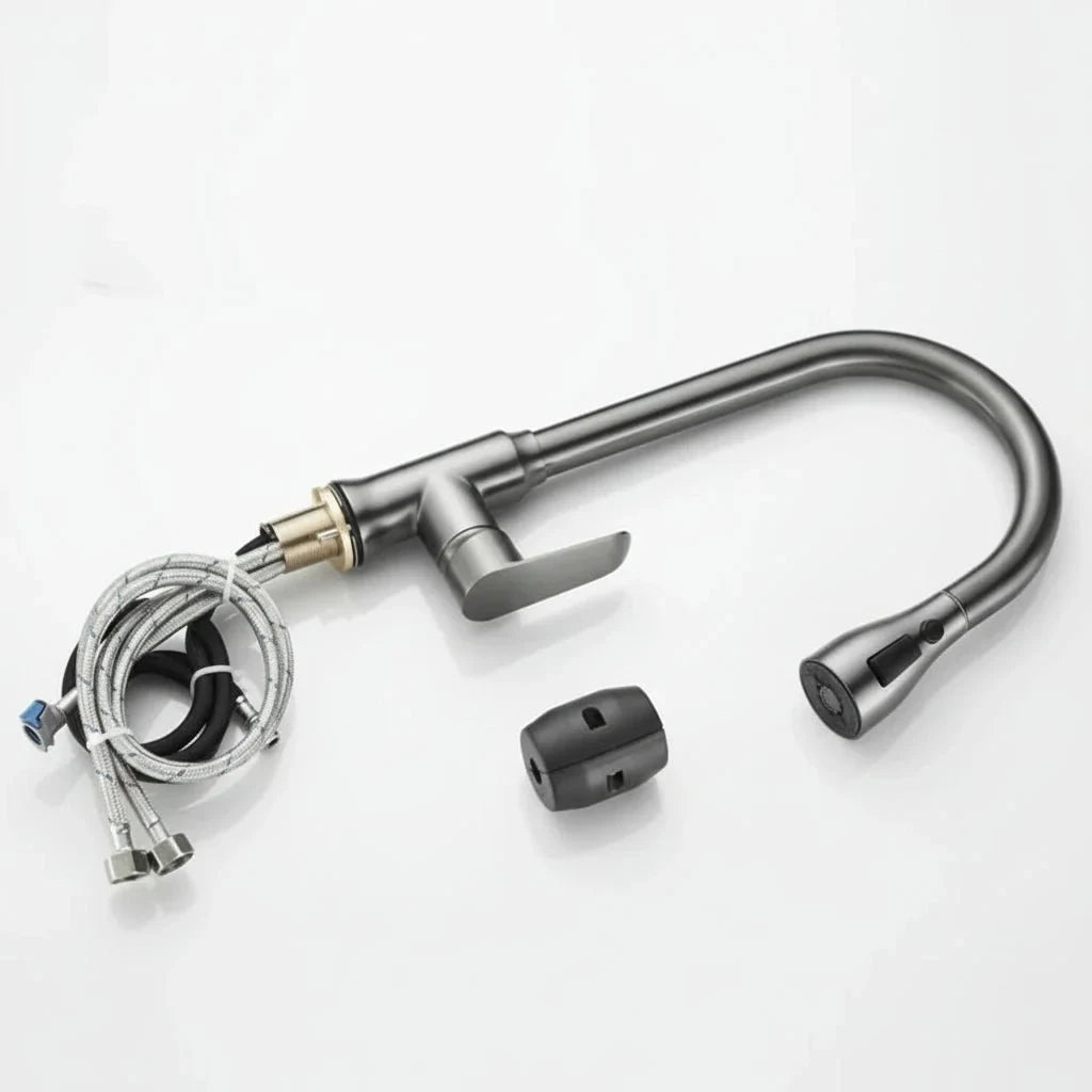 Single Handle Pull Down Kitchen Faucet with Sprayer and 360° Swivel Spout - Image 5