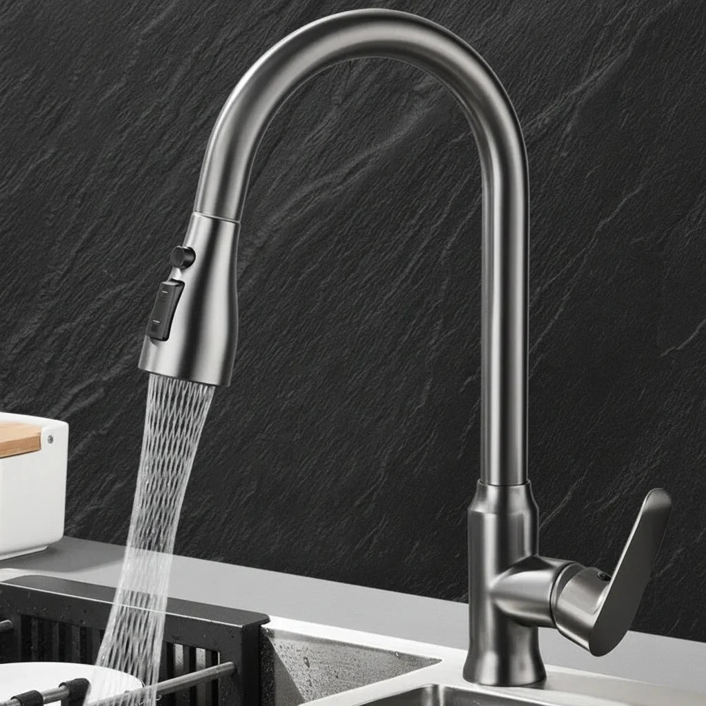 Single Handle Pull Down Kitchen Faucet with Sprayer and 360° Swivel Spout - Image 6