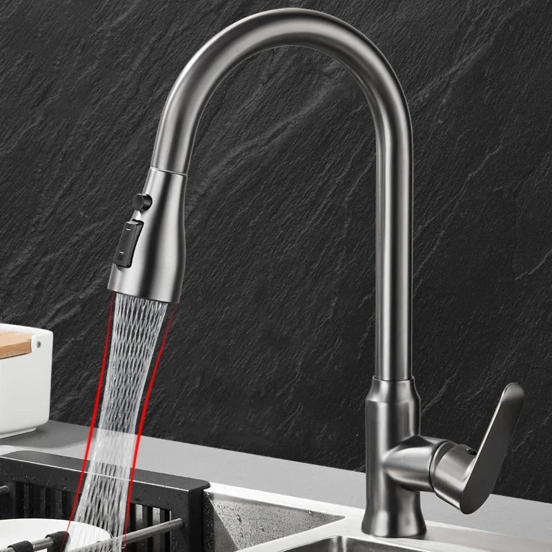 Single Handle Pull Down Kitchen Faucet with Sprayer and 360° Swivel Spout - Image 7
