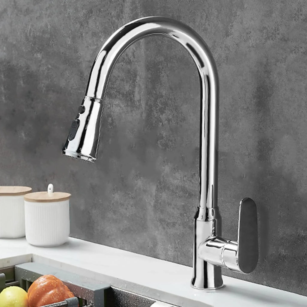 Single Handle Pull Down Kitchen Faucet with Sprayer and 360° Swivel Spout - Image 9