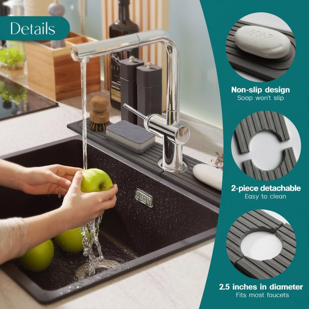 Sink Splash Guard with Diatomaceous Earth Faucet Mat and Quick-Drying Stone Finish - Image 11