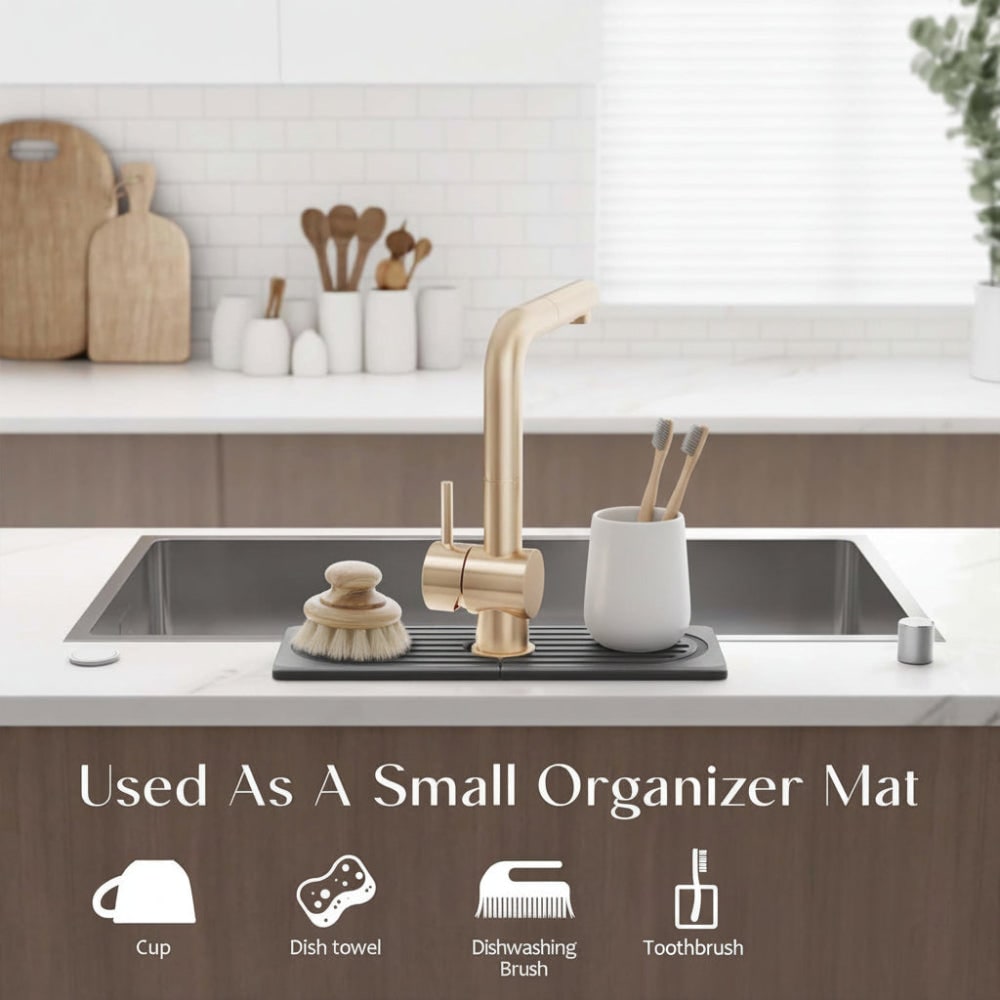 Sink Splash Guard with Diatomaceous Earth Faucet Mat and Quick-Drying Stone Finish - Image 5