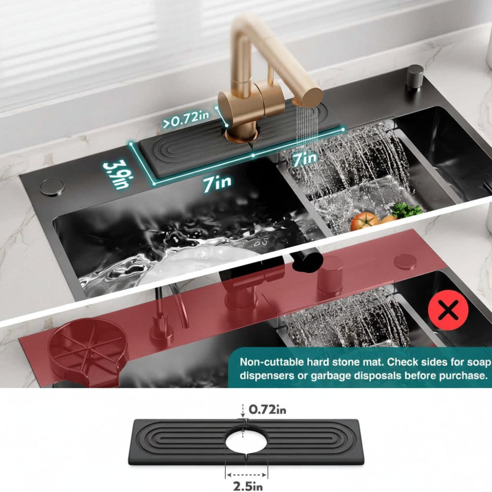 Sink Splash Guard with Diatomaceous Earth Faucet Mat and Quick-Drying Stone Finish - Image 6