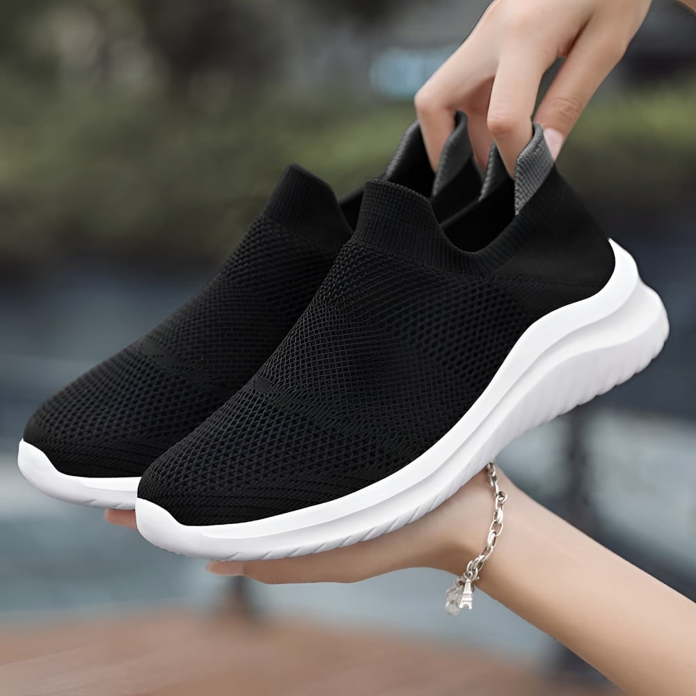 Slip on Sneakers Women Mesh Cushioned Breathable Knit Walking Shoes - Image 3