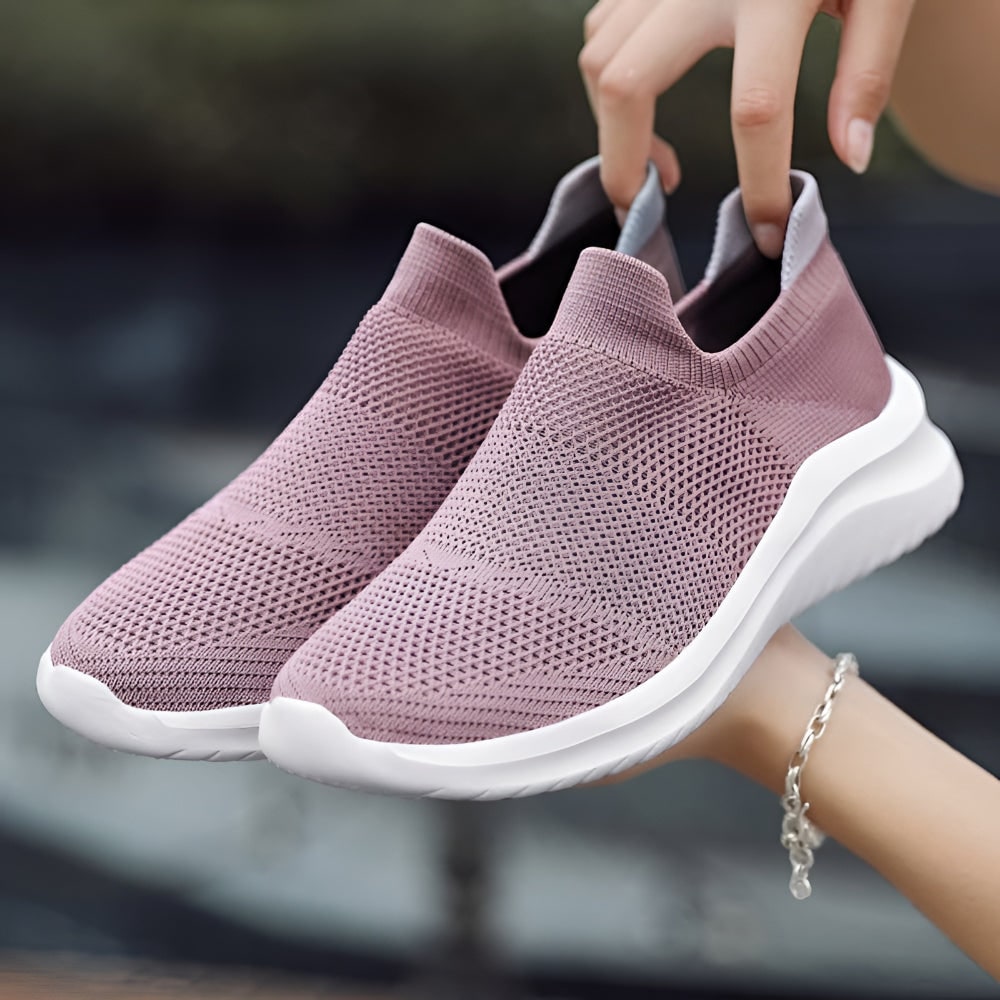 Slip on Sneakers Women Mesh Cushioned Breathable Knit Walking Shoes - Image 5