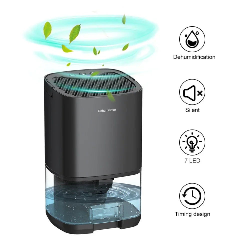 Small Dehumidifier for Bedroom and Room with 1000ml Tank Night Light and Air Purifier - Image 5