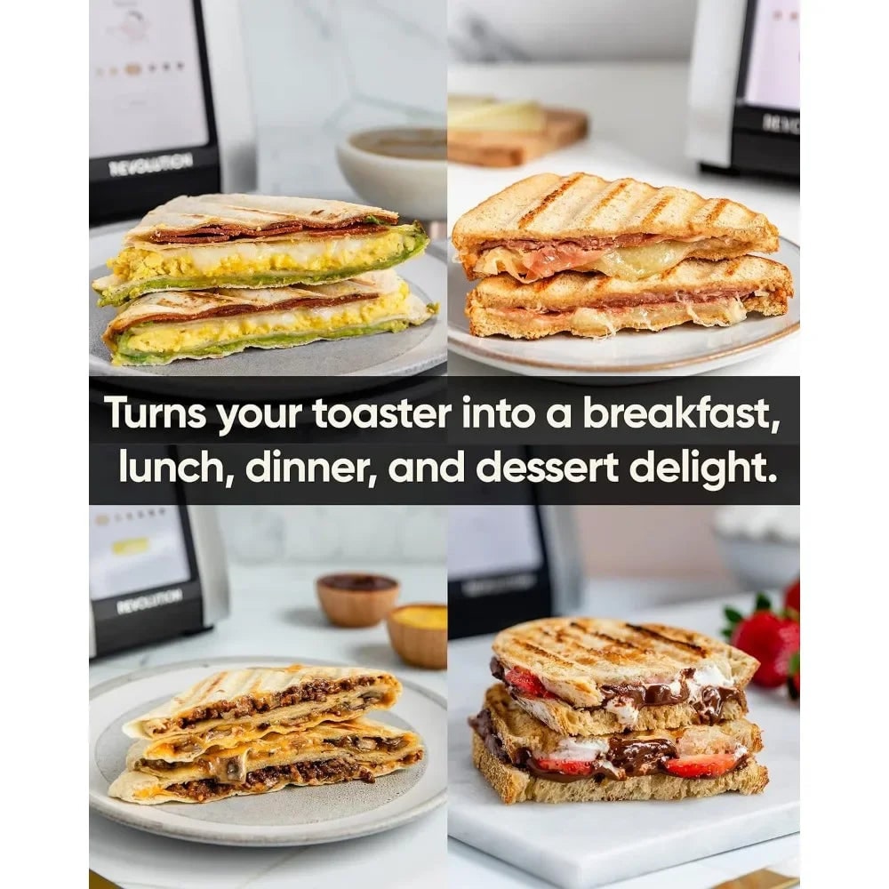 Smart Touchscreen Toaster Two Slice Panini Press Warming Rack Metal Digital - Image 4
