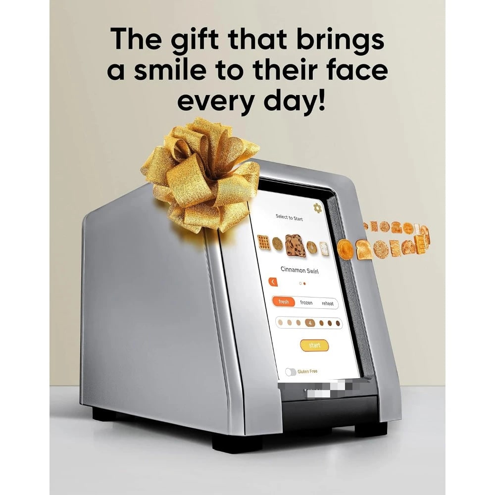 Smart Touchscreen Toaster Two Slice Panini Press Warming Rack Metal Digital - Image 5