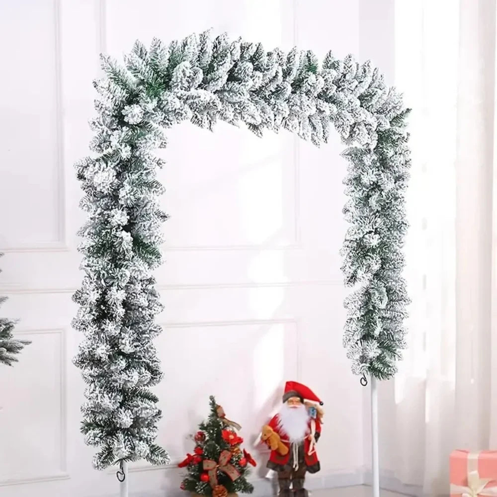 Snow-Flocked Artificial Christmas Garland for Stairs and Fireplace - Image 2