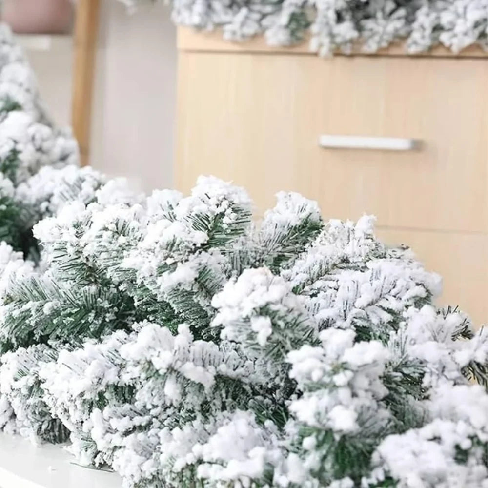 Snow-Flocked Artificial Christmas Garland for Stairs and Fireplace - Image 4