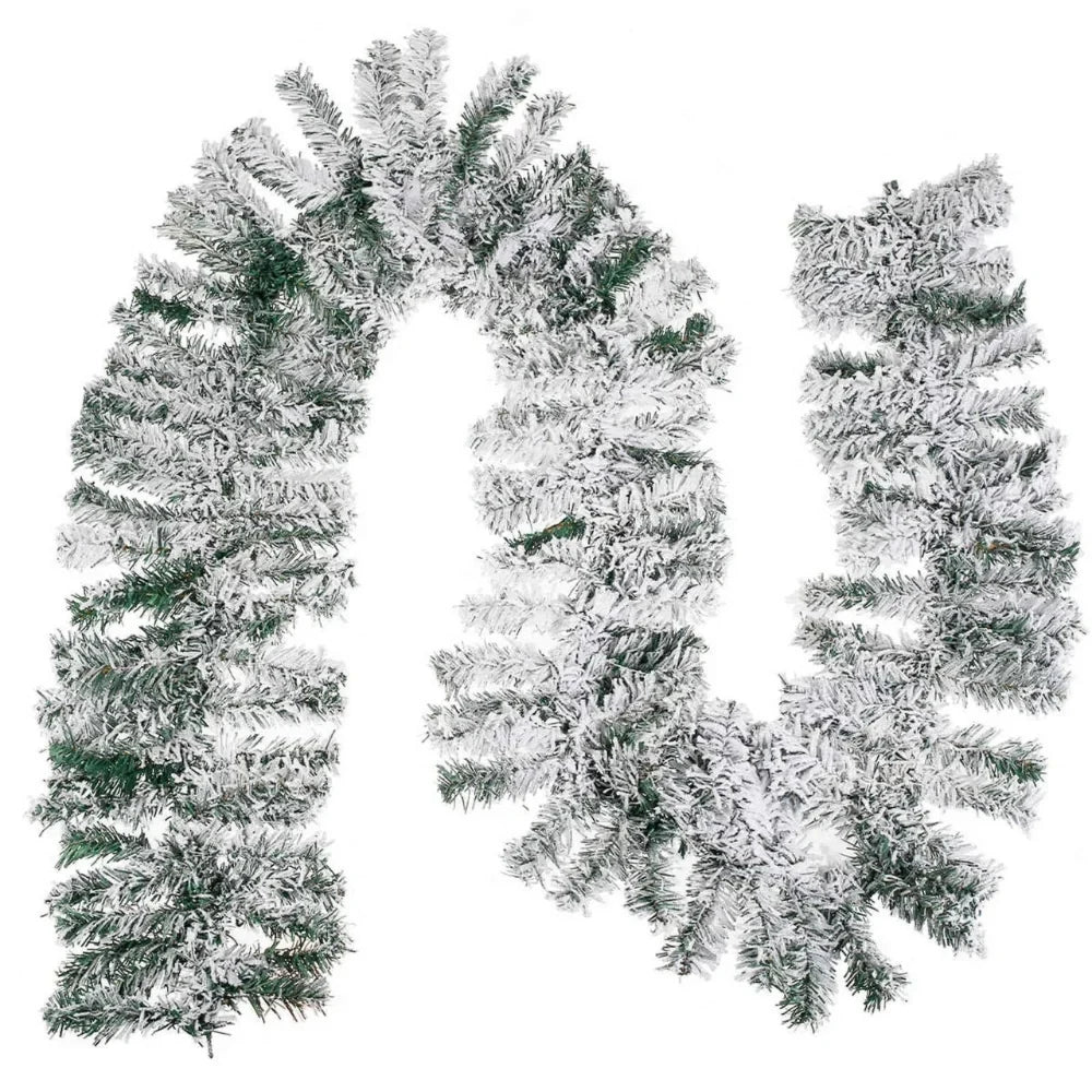 Snow-Flocked Artificial Christmas Garland for Stairs and Fireplace - Image 5