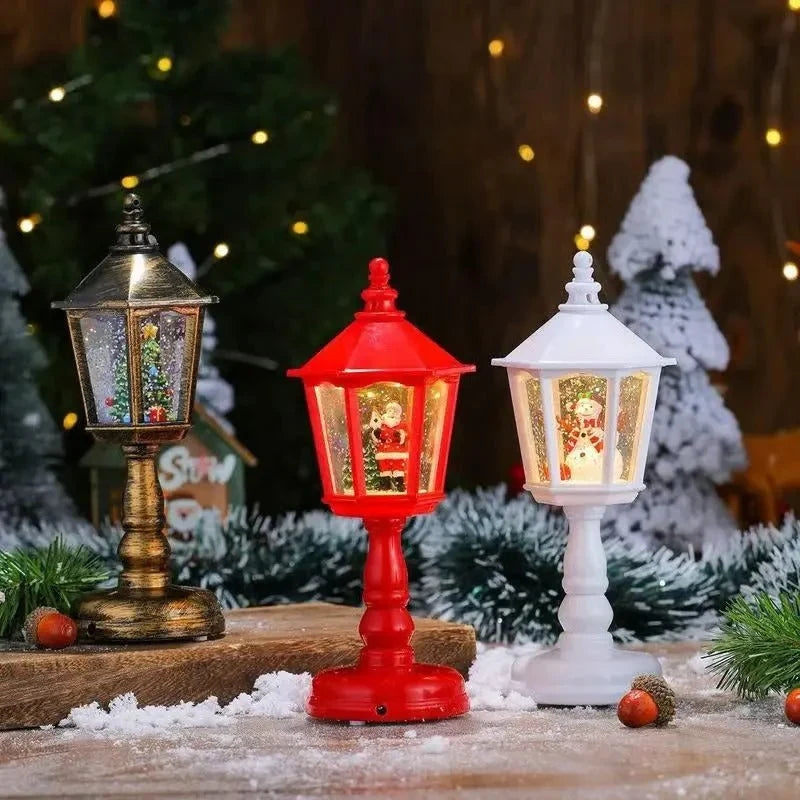 Snow Globe Lantern with Battery Operated LED Light and Swirling Glitter for Christmas Decoration - Image 2