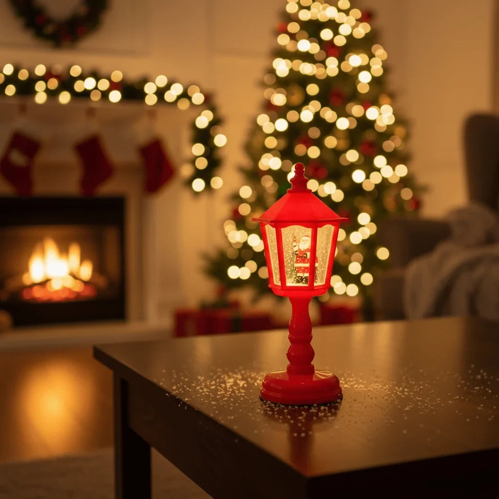 Snow Globe Lantern with Battery Operated LED Light and Swirling Glitter for Christmas Decoration - Image 7
