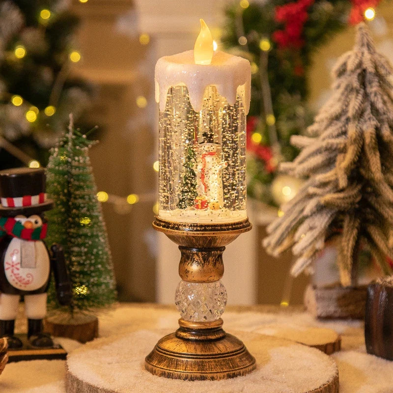 Snow Globe LED Christmas Candle with Battery Operated Lights and Glitter Swirl - Image 10