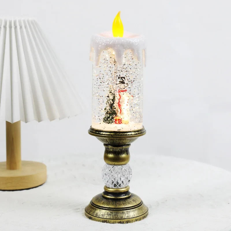 Snow Globe LED Christmas Candle with Battery Operated Lights and Glitter Swirl - Image 6