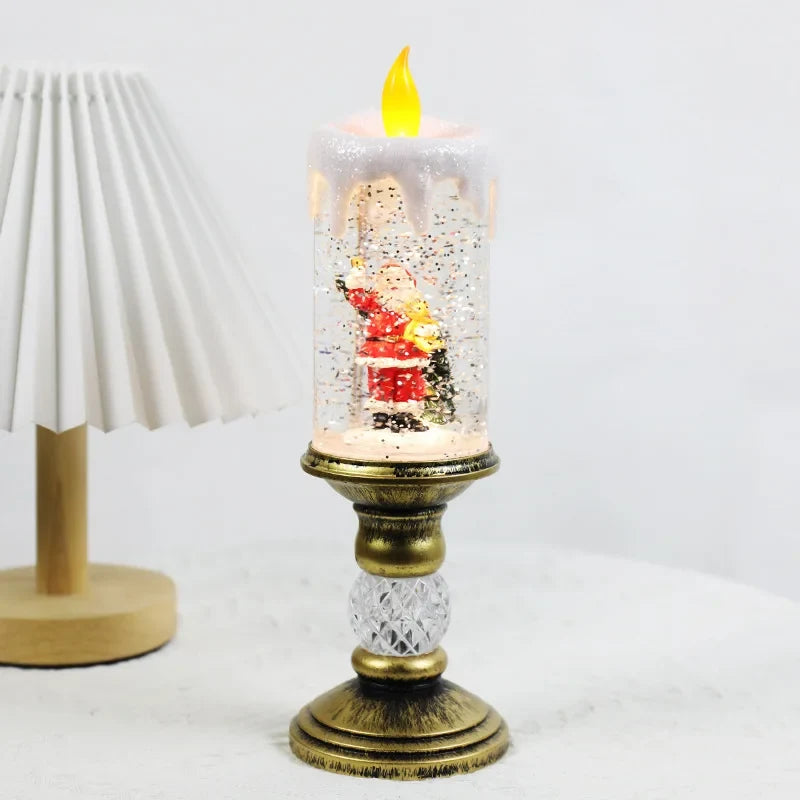 Snow Globe LED Christmas Candle with Battery Operated Lights and Glitter Swirl - Image 8