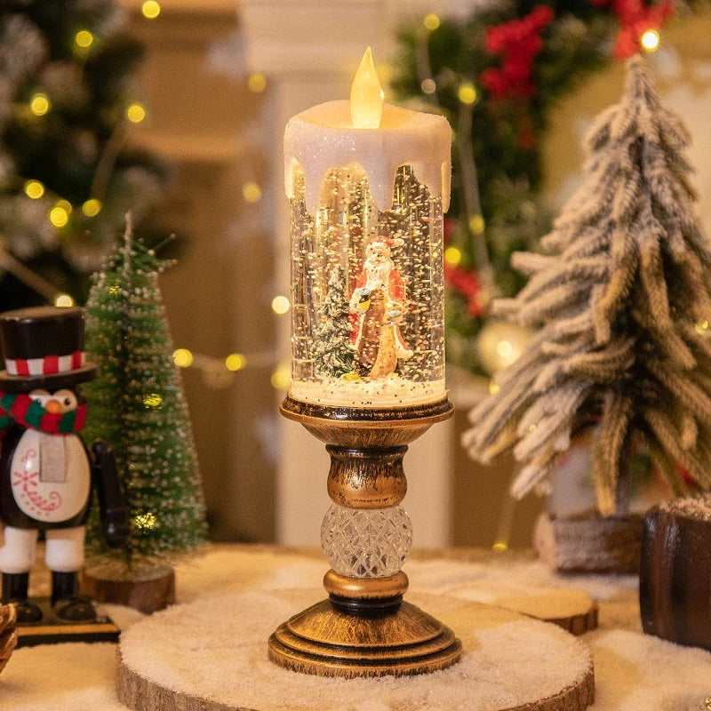 Snow Globe LED Christmas Candle with Battery Operated Lights and Glitter Swirl - Image 9