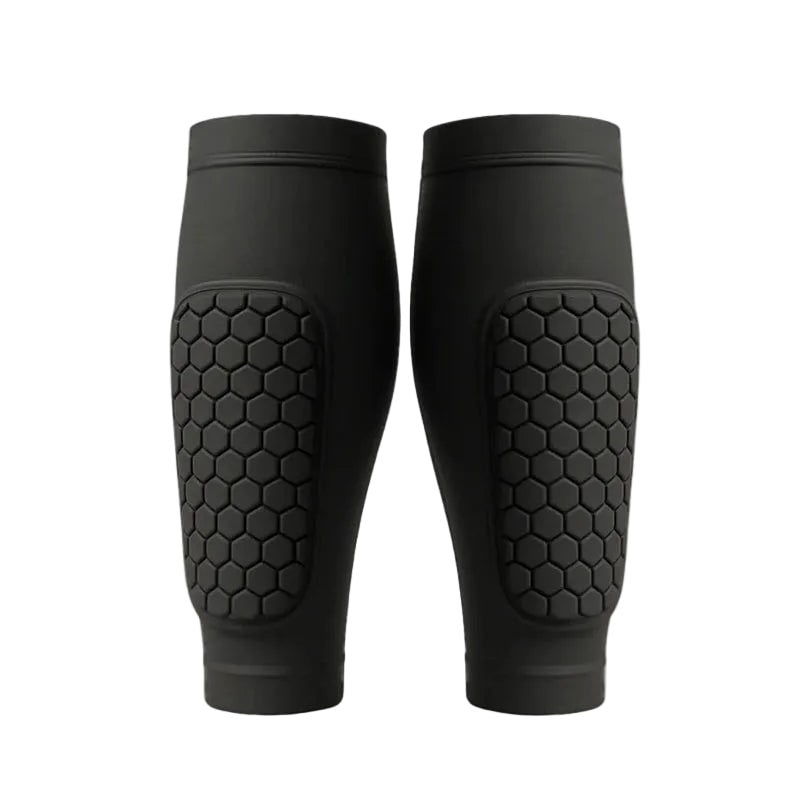 Soccer Shin Guard Compression Sleeves with Padded Calf Protection for Football and Running - Image 1