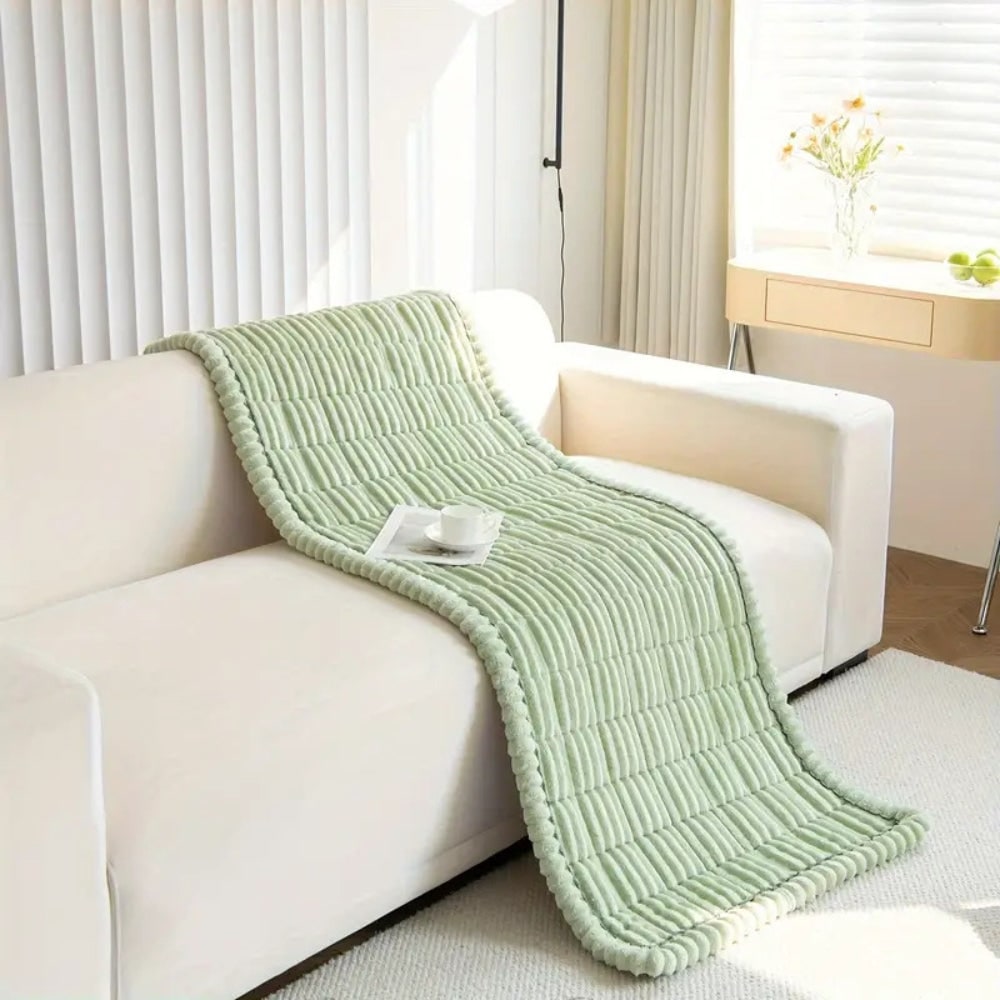 Sofa Couch Seat Cushion Cover with Pleated Edges Quilted Plush Non-Slip Protector - Image 11