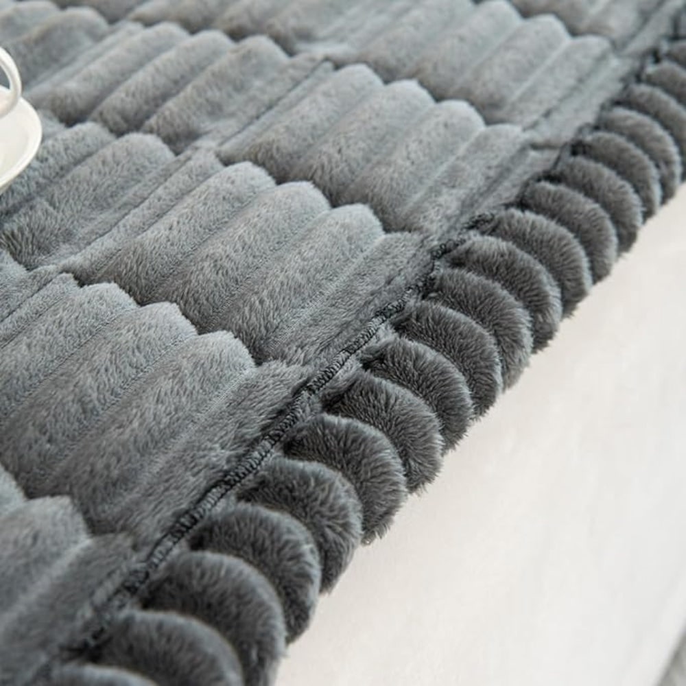 Sofa Couch Seat Cushion Cover with Pleated Edges Quilted Plush Non-Slip Protector - Image 8
