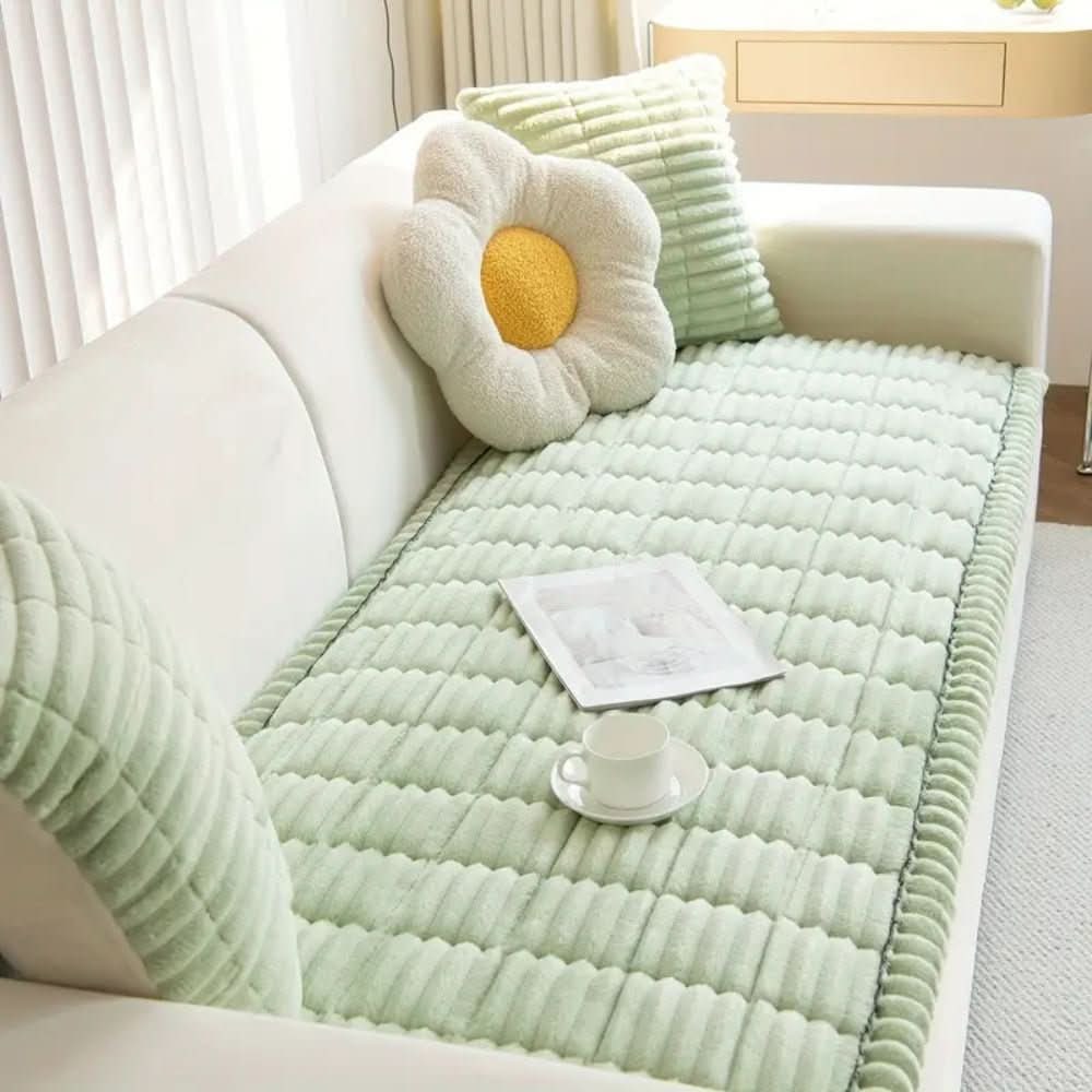 Sofa Couch Seat Cushion Cover with Plush Quilted Design and Non-Slip Backing Stretchable - Image 2