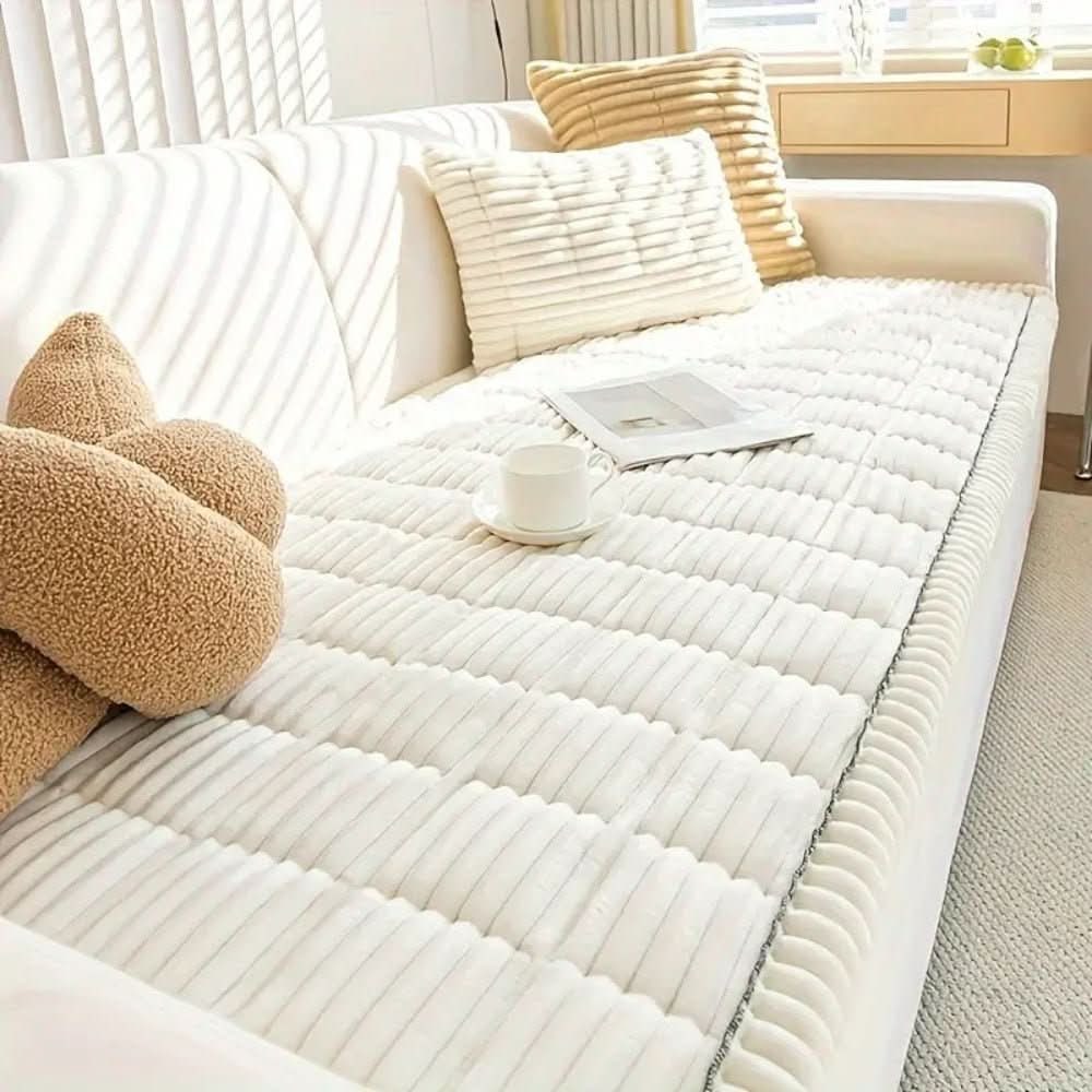 Sofa Couch Seat Cushion Cover with Plush Quilted Design and Non-Slip Backing Stretchable - Image 3