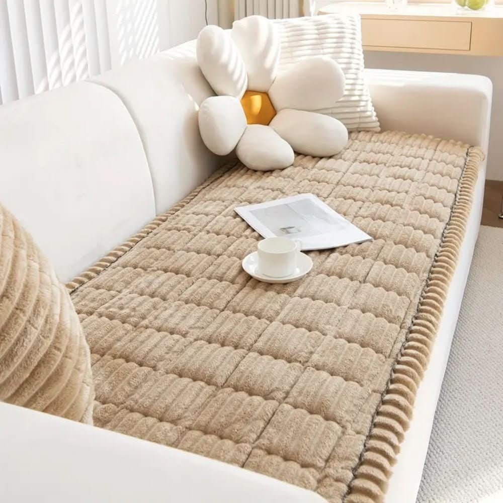 Sofa Couch Seat Cushion Cover with Plush Quilted Design and Non-Slip Backing Stretchable - Image 4
