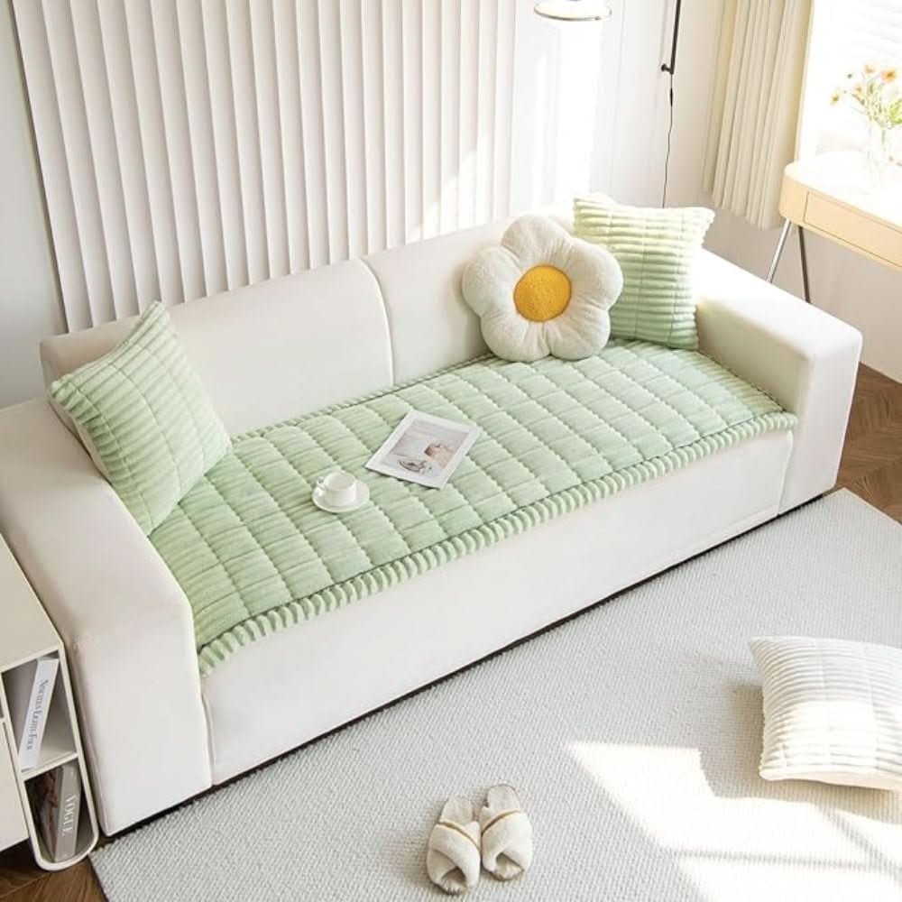 Sofa Couch Seat Cushion Cover with Plush Quilted Design and Non-Slip Backing Stretchable - Image 9
