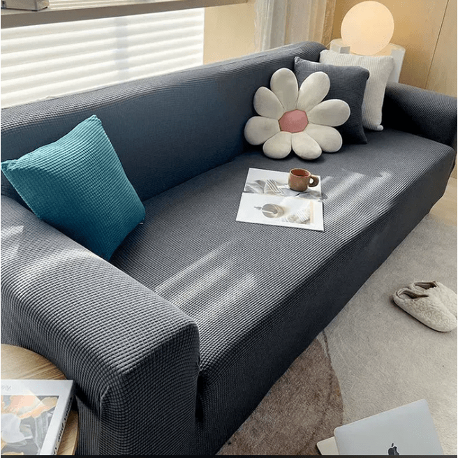 Sofa Cover Slipcover for Couch with Ribbed Jacquard and Non-Slip Backing Cat Protector - Image 1