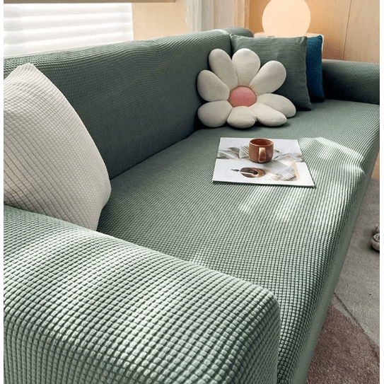 Sofa Cover Slipcover for Couch with Ribbed Jacquard and Non-Slip Backing Cat Protector - Image 2