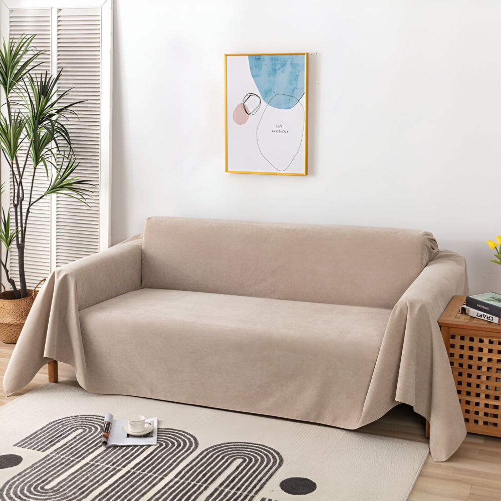 Sofa Throw Blanket Couch Cover Waterproof Velvet Scalloped Edge Textured Protector - Image 10