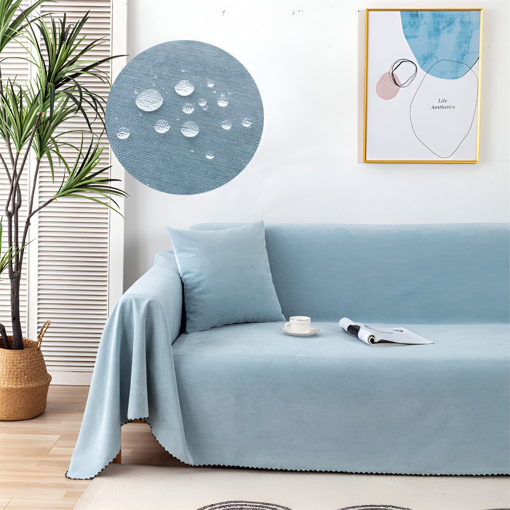 Sofa Throw Blanket Couch Cover Waterproof Velvet Scalloped Edge Textured Protector - Image 12
