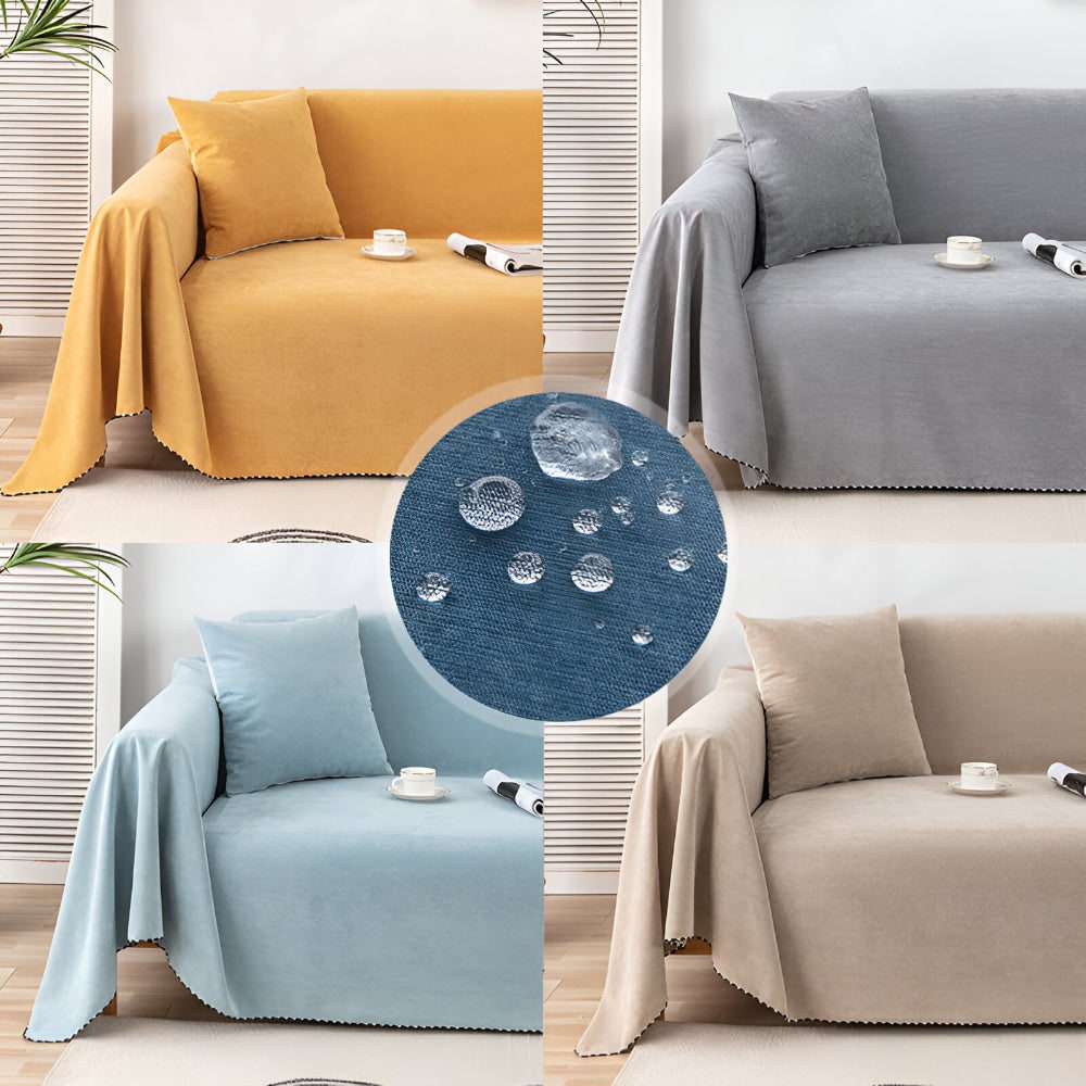 Sofa Throw Blanket Couch Cover Waterproof Velvet Scalloped Edge Textured Protector - Image 13