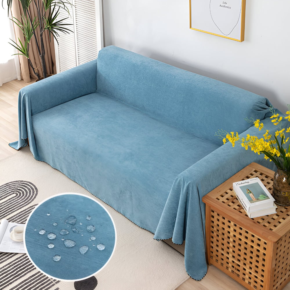 Sofa Throw Blanket Couch Cover Waterproof Velvet Scalloped Edge Textured Protector - Image 4