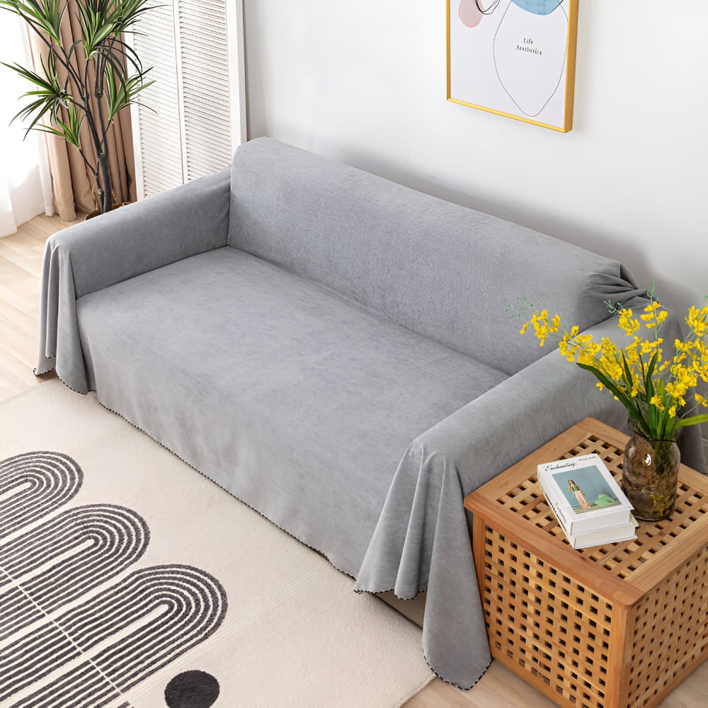 Sofa Throw Blanket Couch Cover Waterproof Velvet Scalloped Edge Textured Protector - Image 7