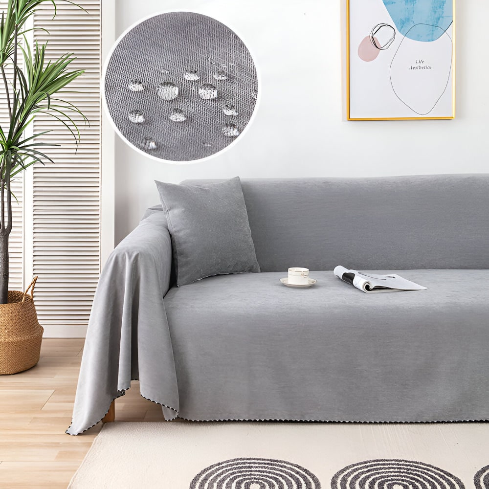 Sofa Throw Blanket Couch Cover Waterproof Velvet Scalloped Edge Textured Protector - Image 8