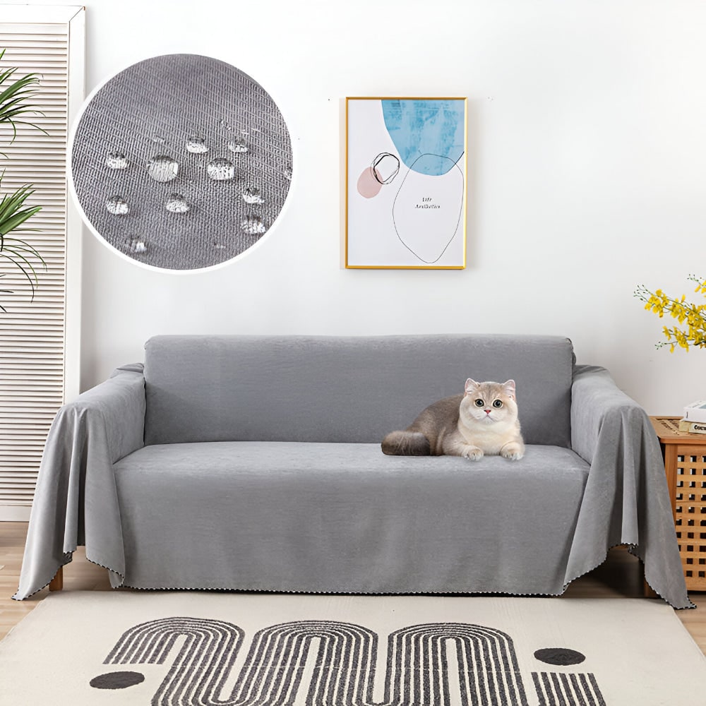 Sofa Throw Blanket Couch Cover Waterproof Velvet Scalloped Edge Textured Protector - Image 9