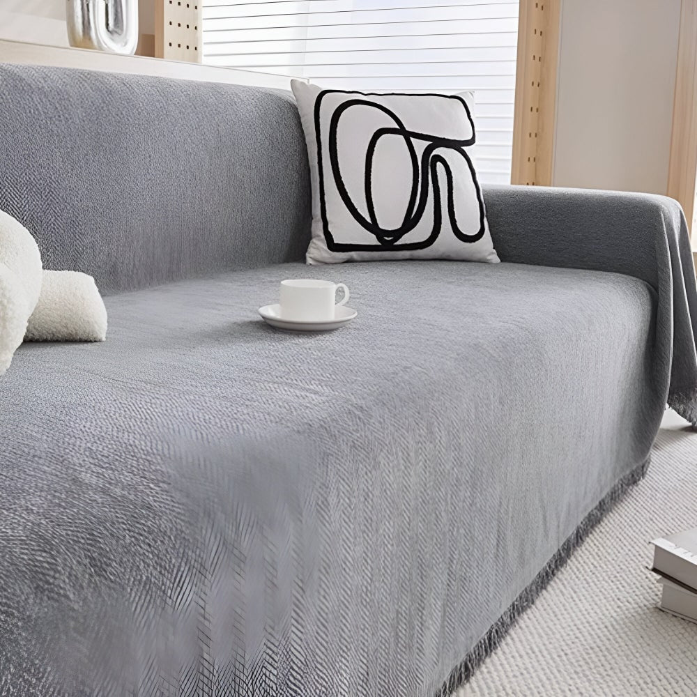 Sofa Throw Blanket Couch Cover Woven Herringbone Fringed Tassel - Image 4
