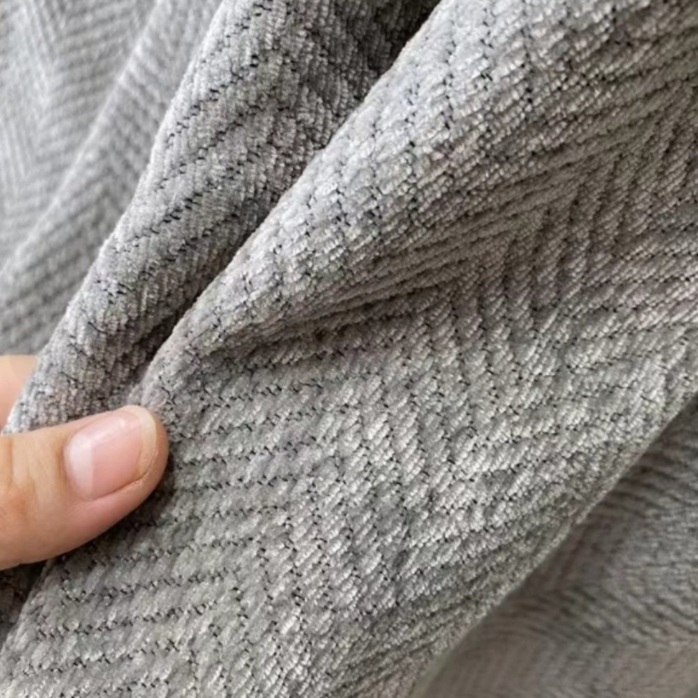 Sofa Throw Blanket with Woven Herringbone Pattern and Fringe Edges - Image 8