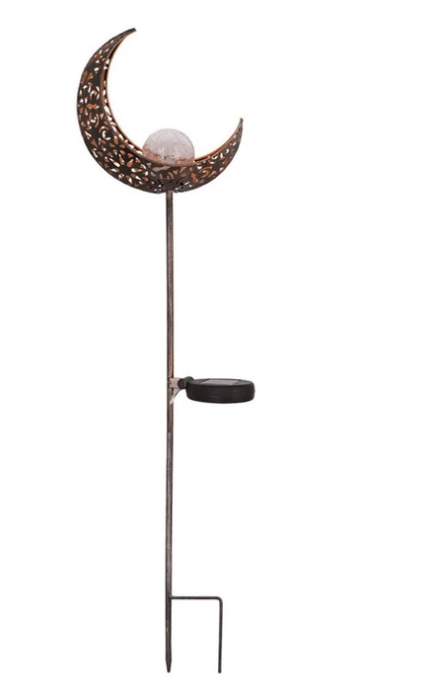 Solar Garden Lights Outdoor Pathway Stake with Crackled Glass Globe and Warm LED - Image 1