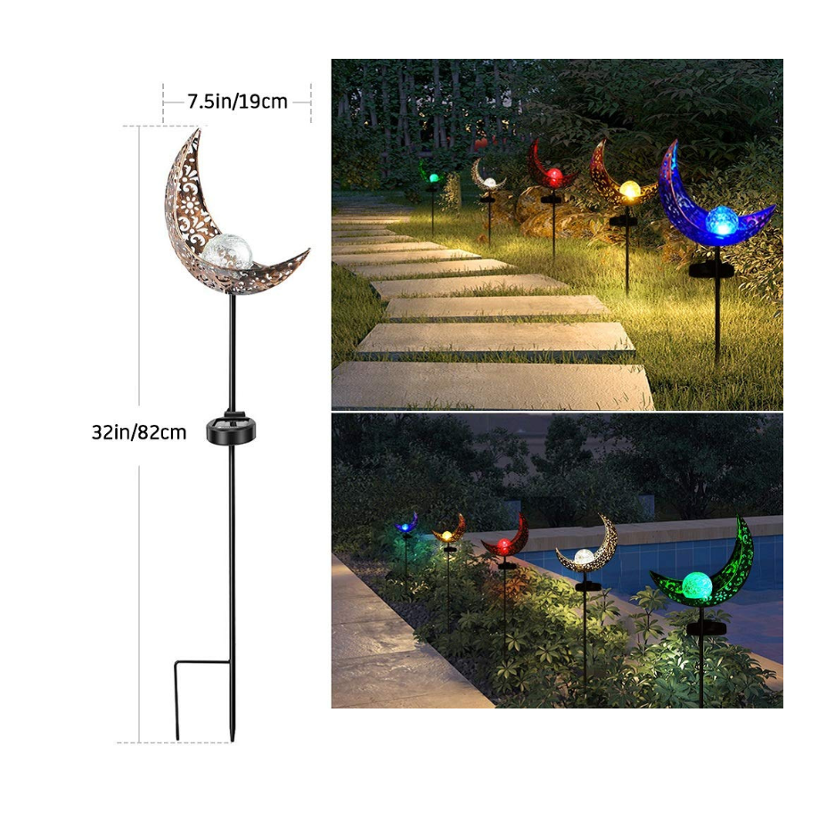 Solar Garden Lights Outdoor Pathway Stake with Crackled Glass Globe and Warm LED - Image 11