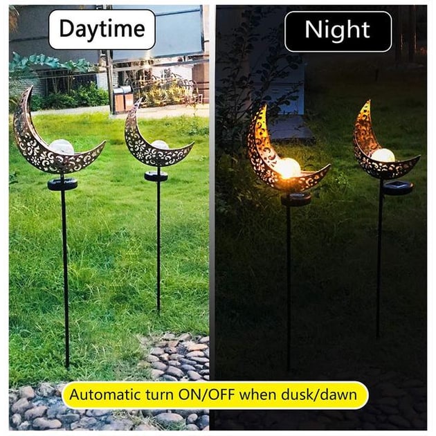Solar Garden Lights Outdoor Pathway Stake with Crackled Glass Globe and Warm LED - Image 2