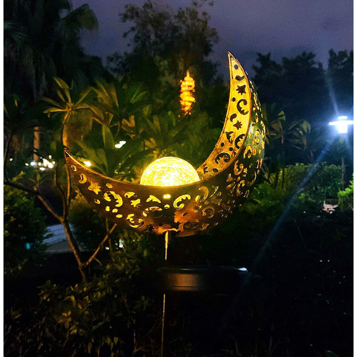 Solar Garden Lights Outdoor Pathway Stake with Crackled Glass Globe and Warm LED - Image 5