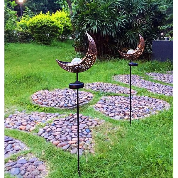 Solar Garden Lights Outdoor Pathway Stake with Crackled Glass Globe and Warm LED - Image 7