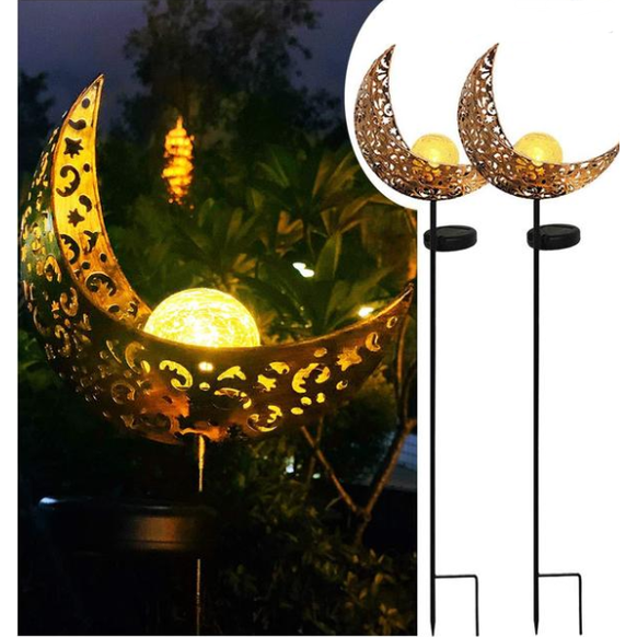 Solar Garden Lights Outdoor Pathway Stake with Crackled Glass Globe and Warm LED - Image 9