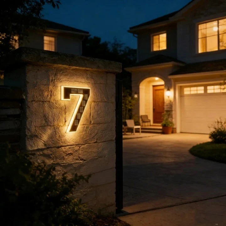 Solar House Numbers with LED Backlit Automatic Dusk Lighting and Powered Address Sign - Image 12
